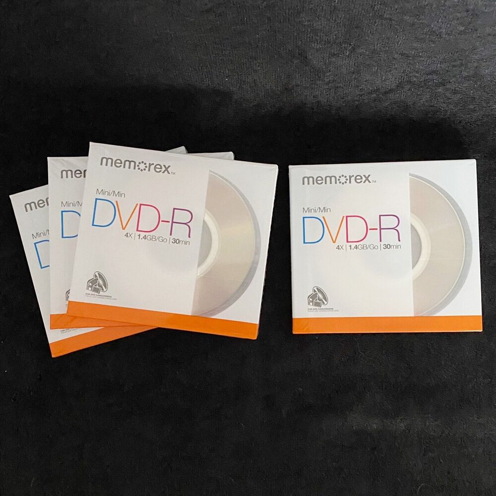 Memorex Lot (4) Mini DVD-R 4X‎ 1.4GB 30min Sealed Unopened